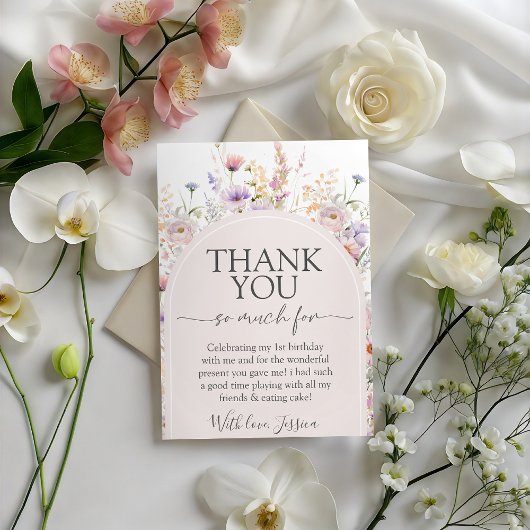 Wildflower Birthday Thank You Card Kaart