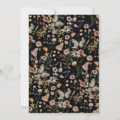 Wildflower Black Boho bruiloft uitnodiging (Achterkant)