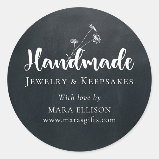 Wildflower Black Custom Handgemaakte Product Verpa Ronde Sticker (Voorkant)