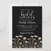 Wildflower Black Elegant Bridal Shower Kaart (Voorkant)