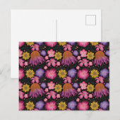Wildflower Black Floral Pattern Briefkaart (Voorkant / Achterkant)