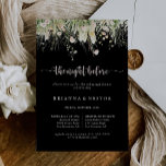 Wildflower Black Night voor het repetitiediner Kaart<br><div class="desc">Deze wilde bloem zwarte avond voor de repetitie diner uitnodiging is perfect voor een rustieke gebeurtenis. Het ontwerp is voorzien van waterverf roze,  blush,  geel en witte wilde bloemen gerangschikt in elegante boeketten.</div>