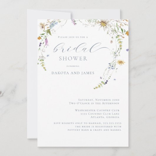 Wildflower Blauw Bloemen Koppels Vrijgezellenfeest Kaart (Voorkant)