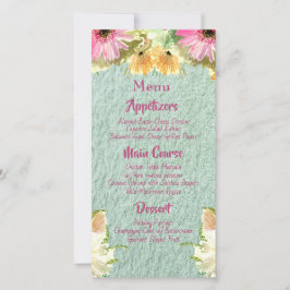 Wildflower Blauw Bruiloft Menu's