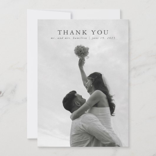 Wildflower Blauw Elegante Trouwbedankkaart Kaart (Voorkant)