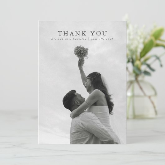 Wildflower Blauw Elegante Trouwbedankkaart Kaart (Staand voorkant)