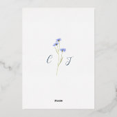Wildflower blauw en goud rustieke bruiloft folie uitnodiging (Achterkant)