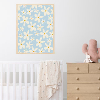 Wildflower Blauwe Daisies Boho Baby Meisje Kwekeri Poster