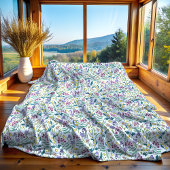 Wildflower blauwe fleece deken, groot deken