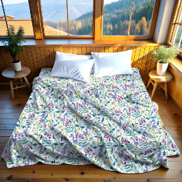 Wildflower blauwe fleece deken, groot deken