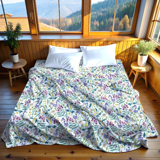 Wildflower blauwe fleece deken, groot deken