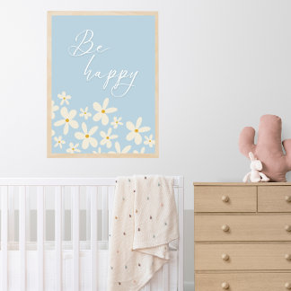 Wildflower blauwe madeliefjes wees blij Boho kweke Poster