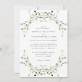 Wildflower Blauwe Waterverf Elegante bruiloft Kaart (Voorkant)