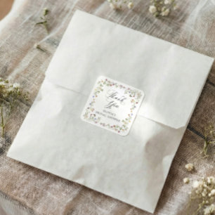 Wildflower Bloei Ouderwetse Bloem Bruiloft Feestje Vierkante Sticker