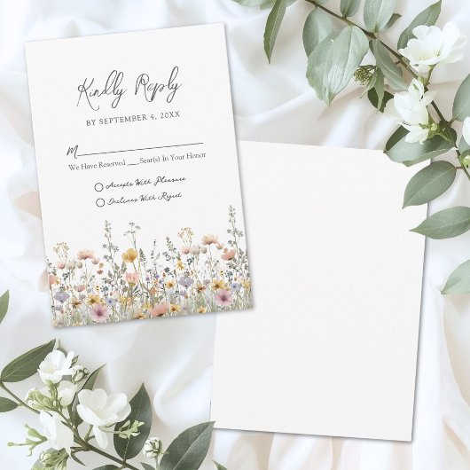 Wildflower Bloem Bruiloft RSVP Kaartje