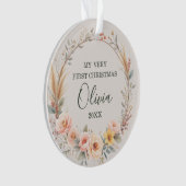 Wildflower Bloemen Baby Eerste Kerst Personalisere Ornament (voorkant)