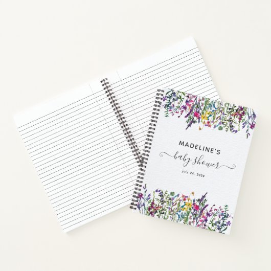 Wildflower Bloemen Baby shower Cadeaulijst Notitie Notitieboek (Binnen)
