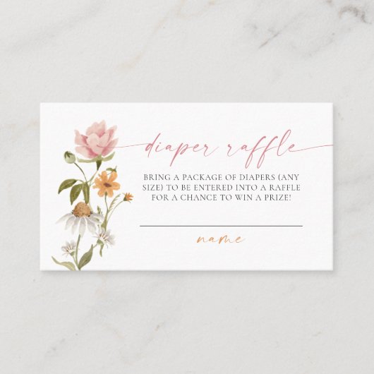 Wildflower Bloemen Baby shower Luier Raffle Kaart Plaatskaartje (Voorkant)