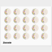 Wildflower Bloemen Beige Boho Bruiloft Ronde Sticker (Vel)