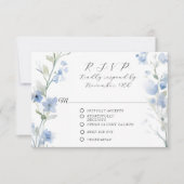 Wildflower Bloemen Blauw en Wit Elegant Bruiloft RSVP Kaartje