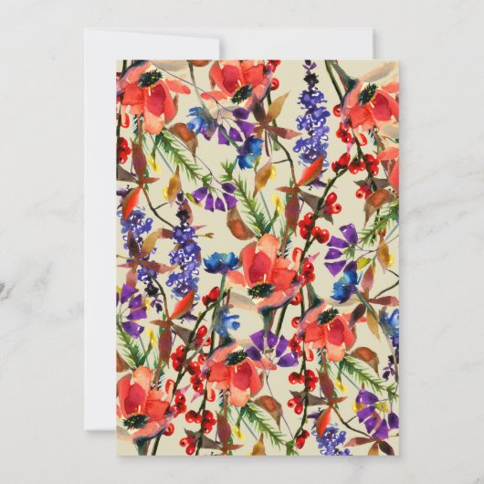 Wildflower Bloemen Bloemen Waterverf Beige Vrijgez Kaart (Achterkant)