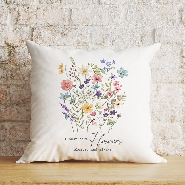  Wildflower Bloemen Bloemen Waterverf met quotes Kussen (Creator heeft geüpload)