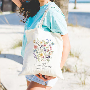 Wildflower Bloemen Bloemen Waterverf met quotes Tote Bag