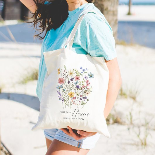  Wildflower Bloemen Bloemen Waterverf met quotes Tote Bag