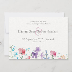 Wildflower Bloemen Bloemen Waterverf Save the Date