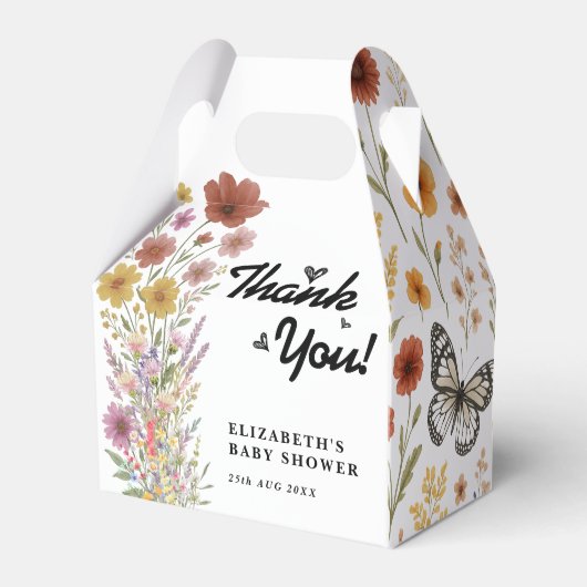 Wildflower Bloemen Boho Baby shower Dank u Bedankdoosjes (Voorkant Zijde)
