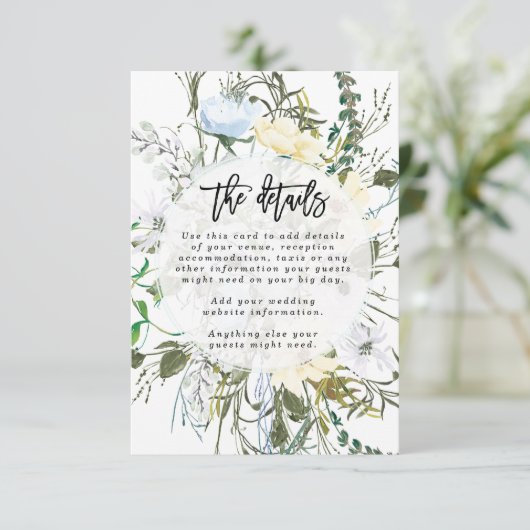 Wildflower Bloemen bruiloft details informatie Informatiekaartje (Staand voorkant)