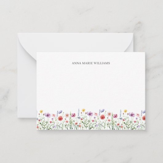 Wildflower Bloemen Chic Note Kaarten Notitiekaartje (Voorkant)