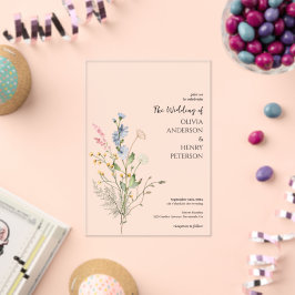 Wildflower Bloemen Elegante Rustieke bruiloft Acryl Uitnodigingen