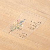 Wildflower Bloemen Elegante Rustieke bruiloft Acryl Uitnodigingen (Laagn)