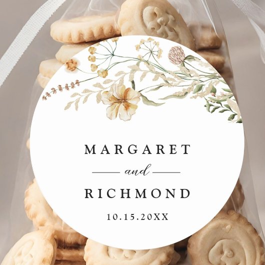  Wildflower Bloemen Huwelijk Ronde Sticker