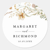  Wildflower Bloemen Huwelijk Ronde Sticker (Voorkant)