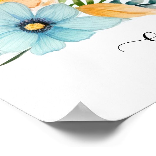 Wildflower Bloemen Initiaal Letter E Print (Hoek)