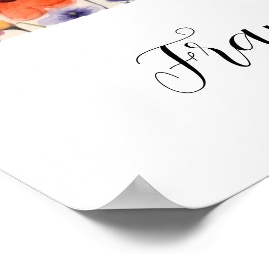 Wildflower Bloemen Initiaal Letter F Print (Hoek)