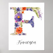 Wildflower Bloemen Initiaal Letter F Print (Voorkant)