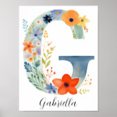 Wildflower Bloemen Initiaal Letter G Print (Voorkant)