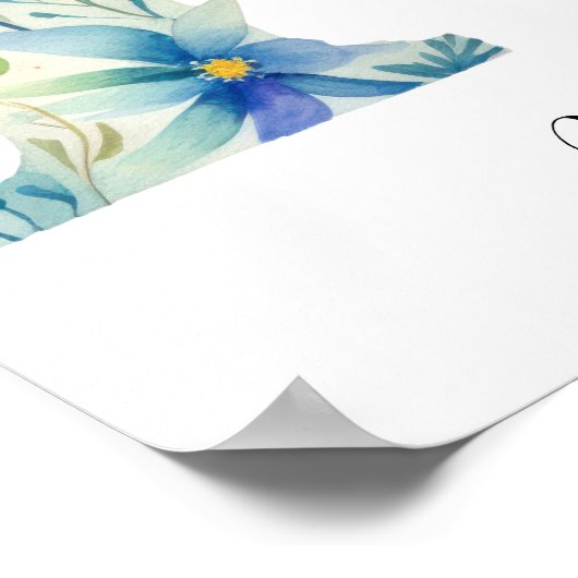 Wildflower Bloemen Initiaal Letter K Print (Hoek)