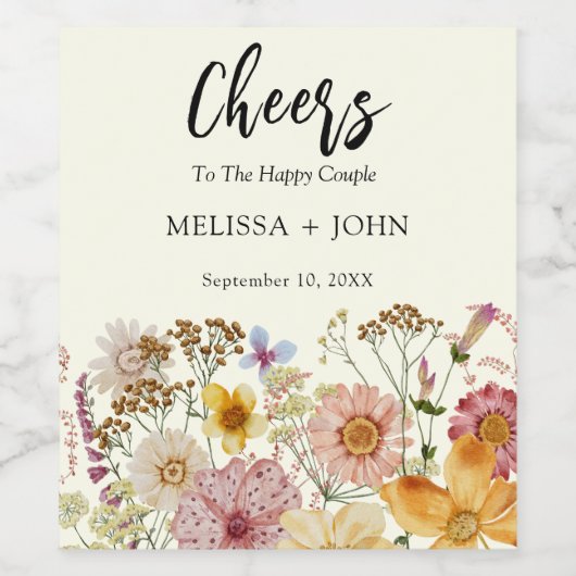 Wildflower bloemen juichen bruiloft wijn label wijn etiket (Enkel label)