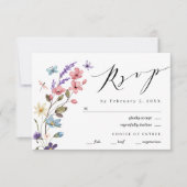 Wildflower Bloemen Lente Zomer Bruiloft RSVP Kaartje (Voorkant)