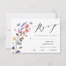 Wildflower Bloemen Lente Zomer Bruiloft RSVP Kaartje