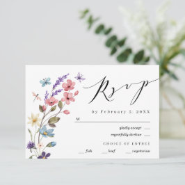 Wildflower Bloemen Lente Zomer Bruiloft RSVP Kaartje