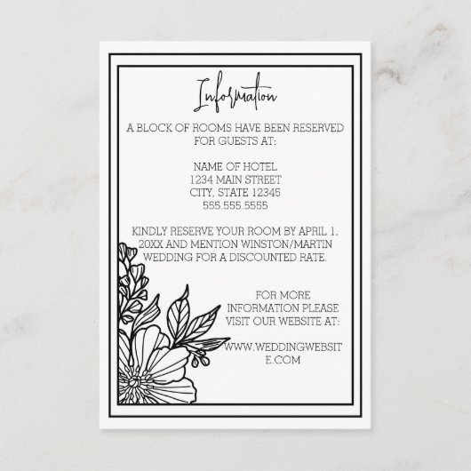 Wildflower Bloemen Lijst bruiloft Informatiekaartje (Voorkant)