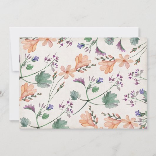 Wildflower Bloemen Lijst Huwelijksuitnodiging Kaart (Achterkant)