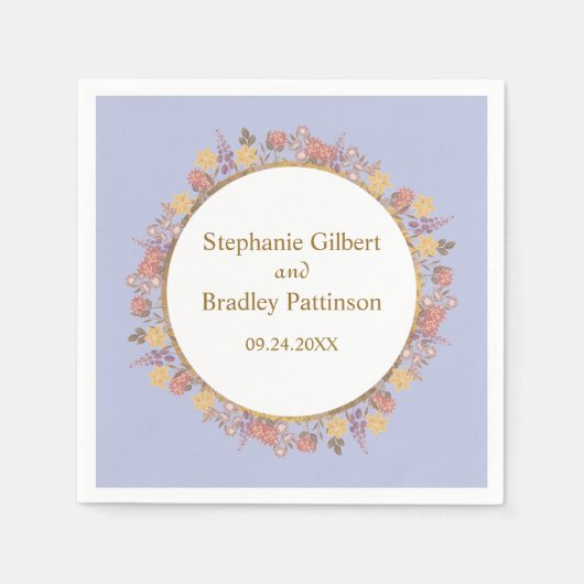 Wildflower Bloemen Modern Minimal Elegant Huwelijk Servet (Voorkant)