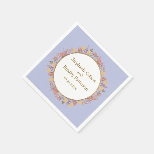 Wildflower Bloemen Modern Minimal Elegant Huwelijk Servet (Hoek)