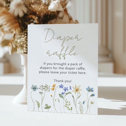 Wildflower Bloemen Neutrale Luier Raffle Poster